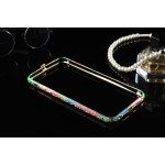 Wholesale Apple iPhone 5S 5 Luxury Diamond Metal Bumper (Rainbow)